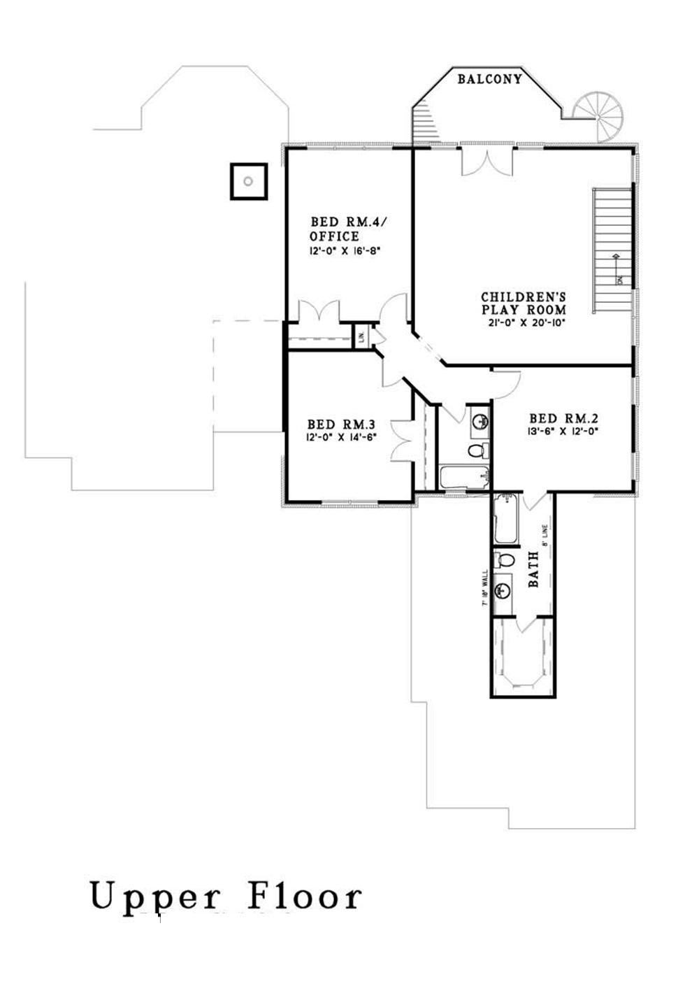 Floor Plan Second Story of Luxury Plan #153-1655